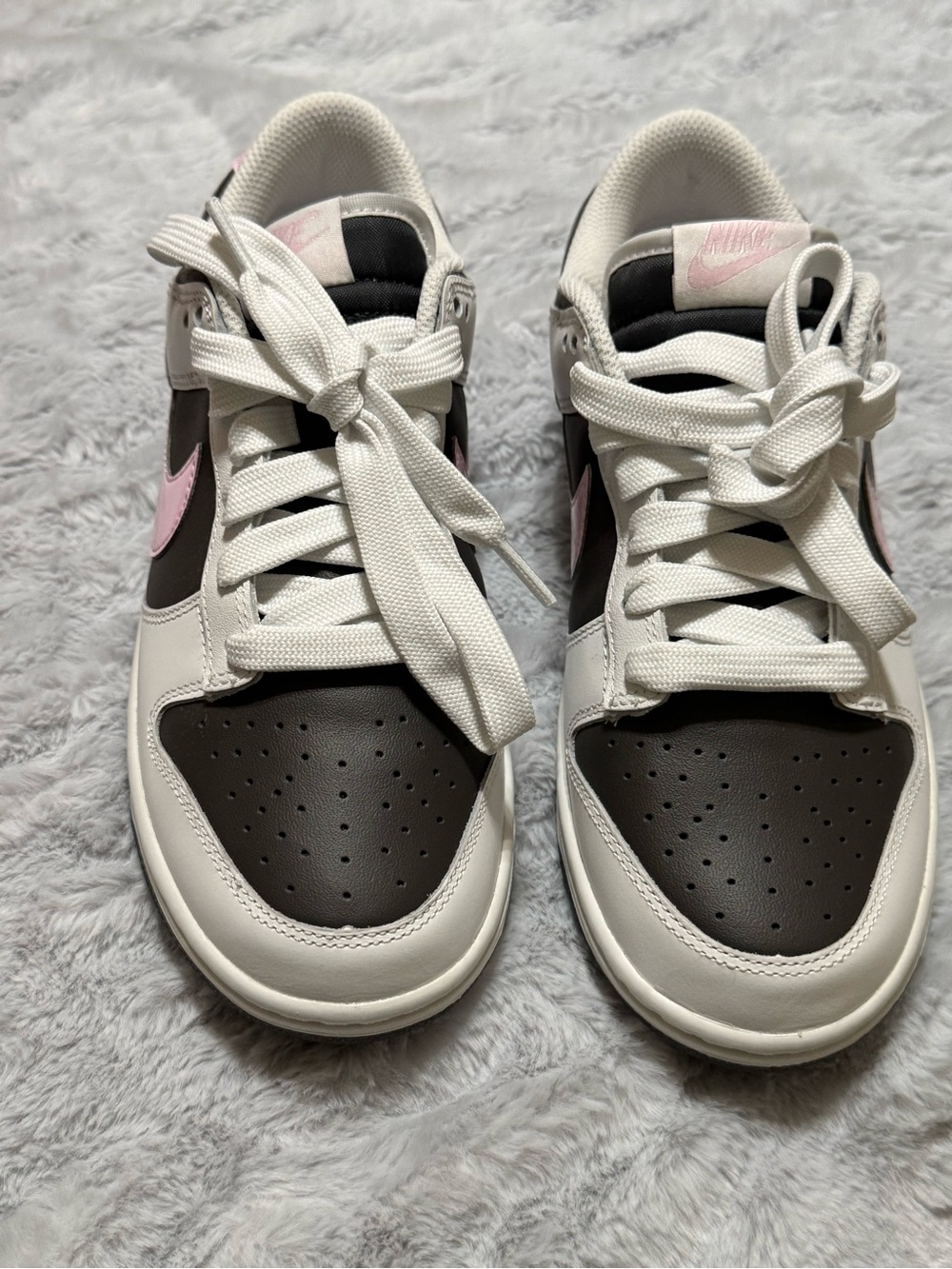 Nike Women’s Low-Top Sneakers — White, Brown & Pink Accents